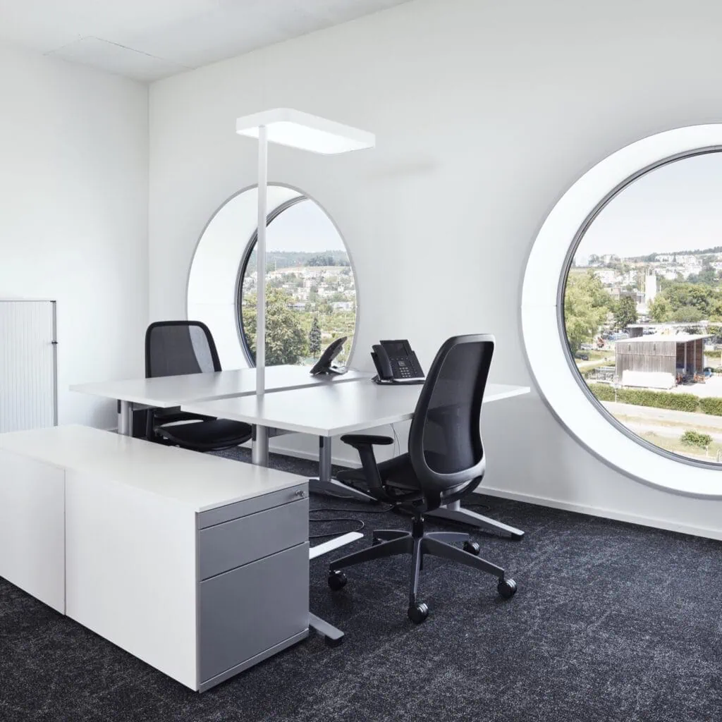 Example of a large, furnished office for rent in Zurich, with up to 3 workstations.